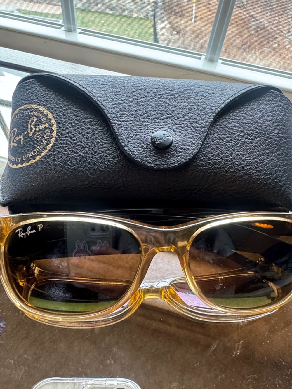 Ray-Ban Women's Amber Frame Sunglasses with Brown Gradient Lenses